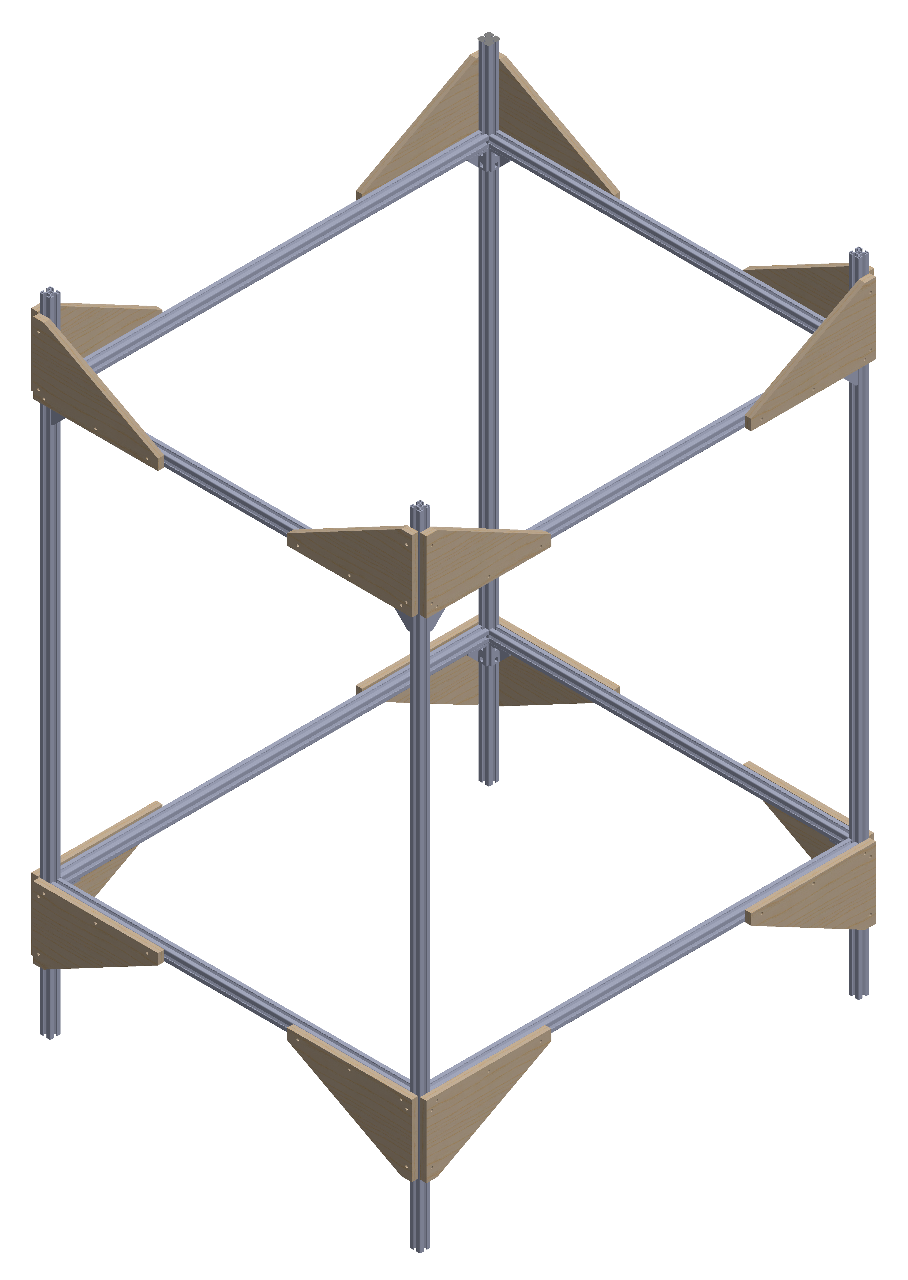 Aluminium frame with wood corners overview